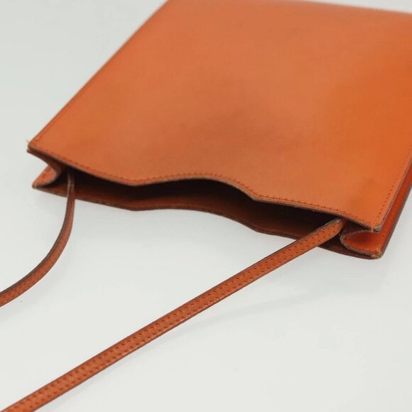 HERMES Omenitu Shoulder Bag Leather Orange Auth BA4408 - Picture 10 of 15